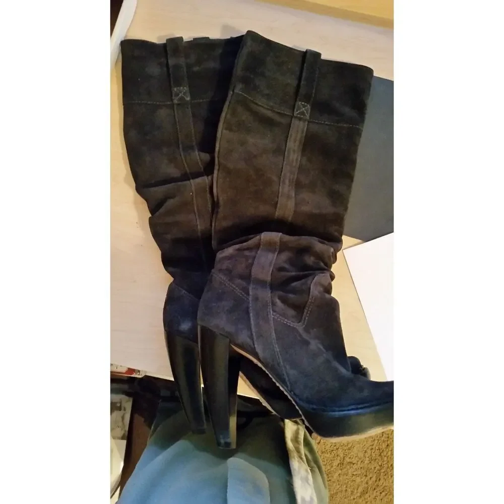 Michael Kors Black Suede Slouch Boots NB